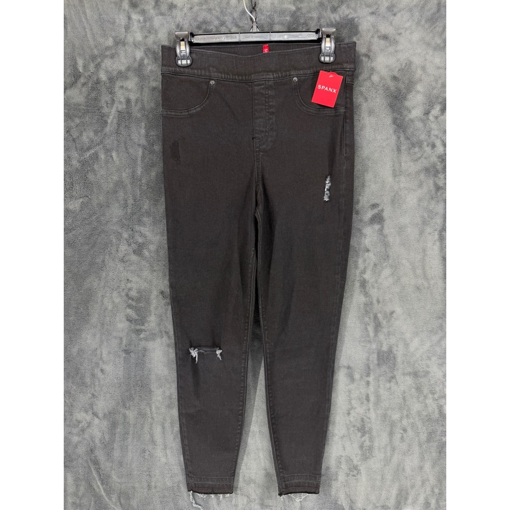 Spanx Distressed Skinny Jeans Vintage Black High Rise Pull On 20213R Womens M